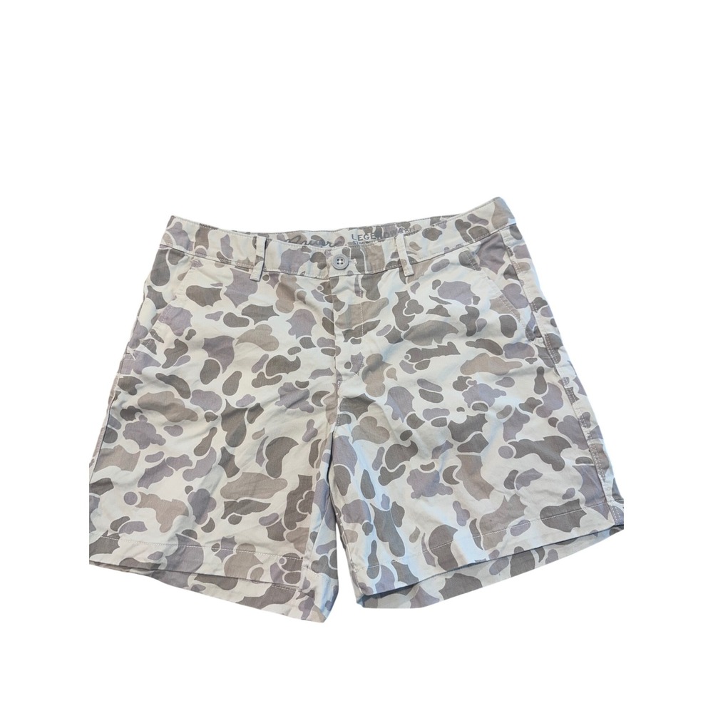 Eddie Bauer Legend Stretch Boyfriend Midrise Shorts Camo Tan Grey Womens 6 Tall